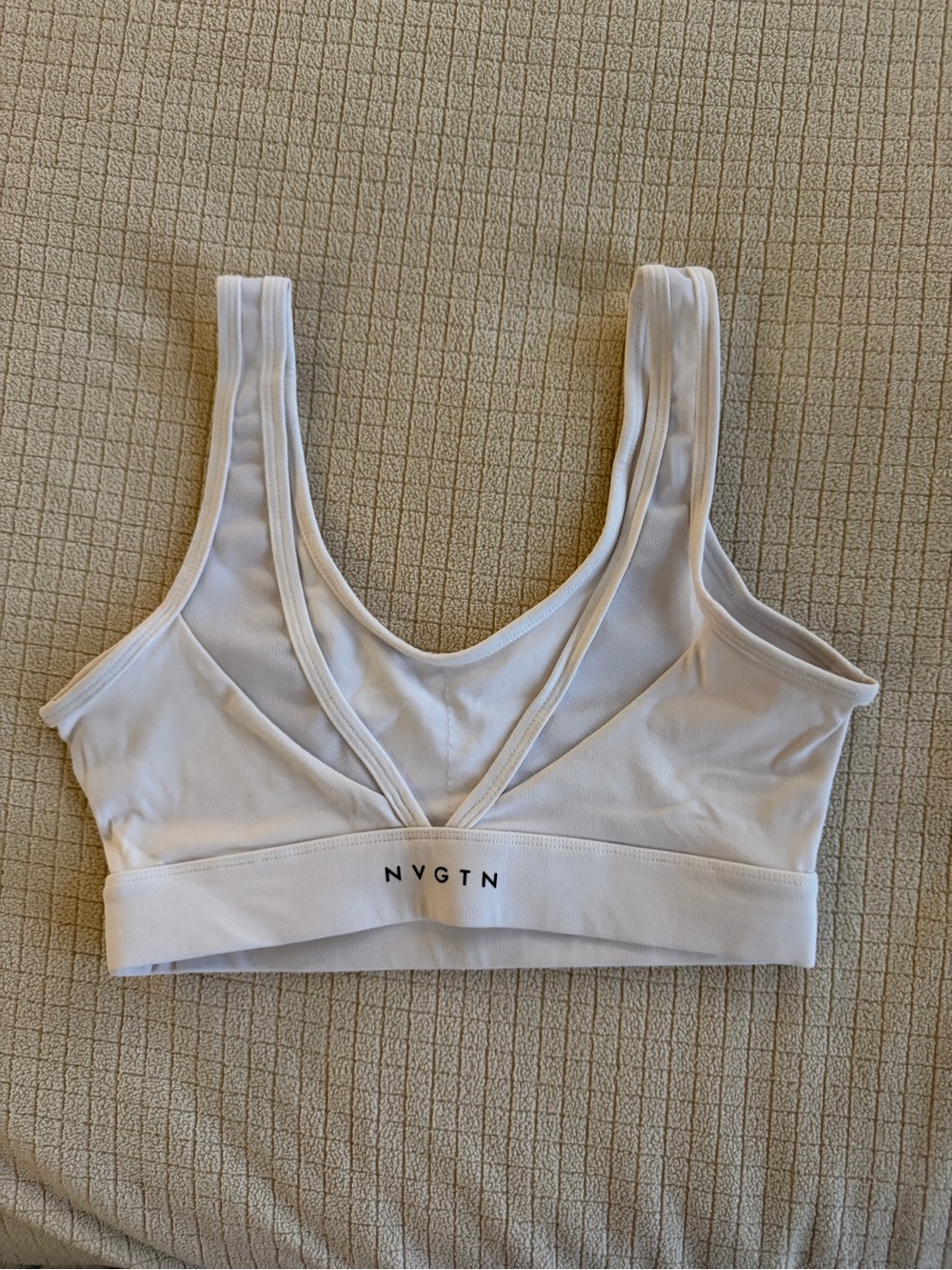 NVGTN White Sports Bra Deep V Back